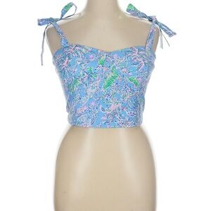 Lilly Pulitzer Floral Blue Corset Tie Top